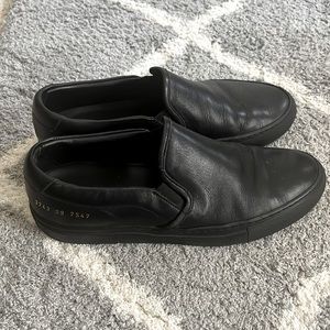 Common Projects Womens Slip On Black Leather Shoes 39 EU